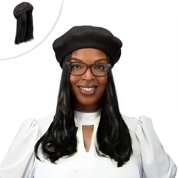 BERET WITH HAIR - SATIN LINED