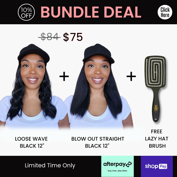 BUNDLE | LOOSE WAVE & BLOW OUT STRAIGHT (12" BLACK HAIR ) + FREE BRUSH