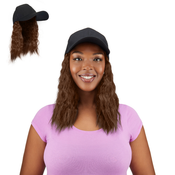 BLACK CAP WITH HAIR (CLEARANCE)